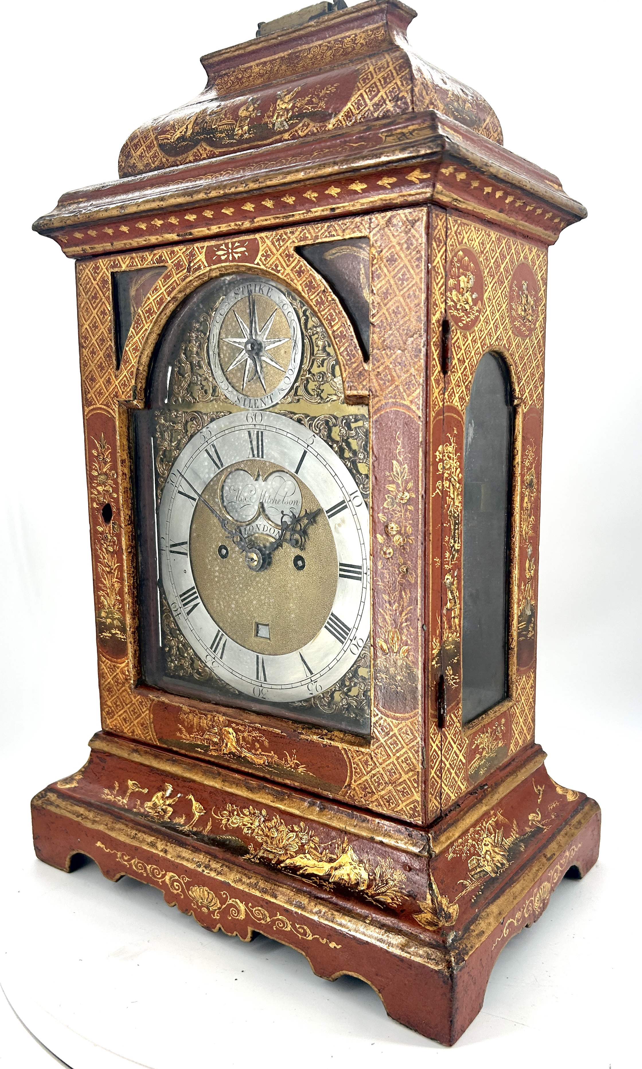 Outstanding Red Chinoiserie English Verge Twin Fusee Bracket Clock – Ca 1760 - Image 27